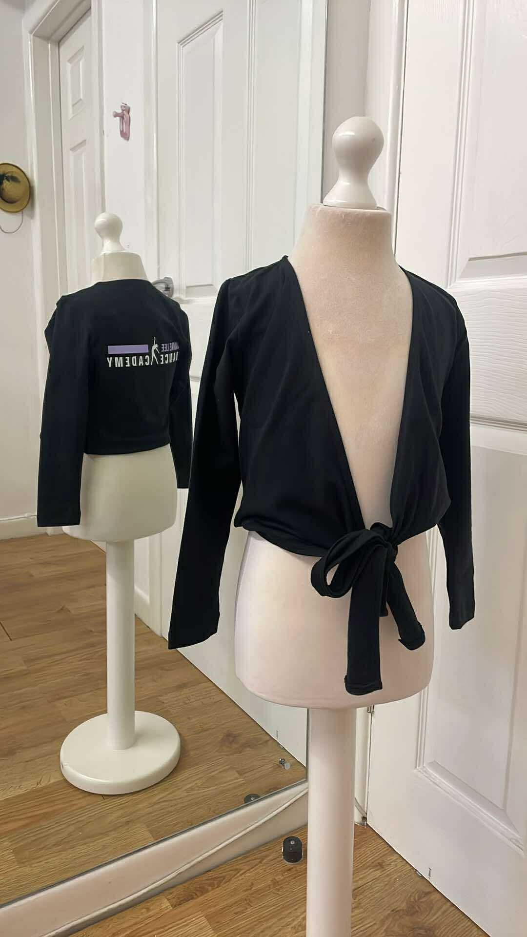 Black cotton ballet wrap cardigan