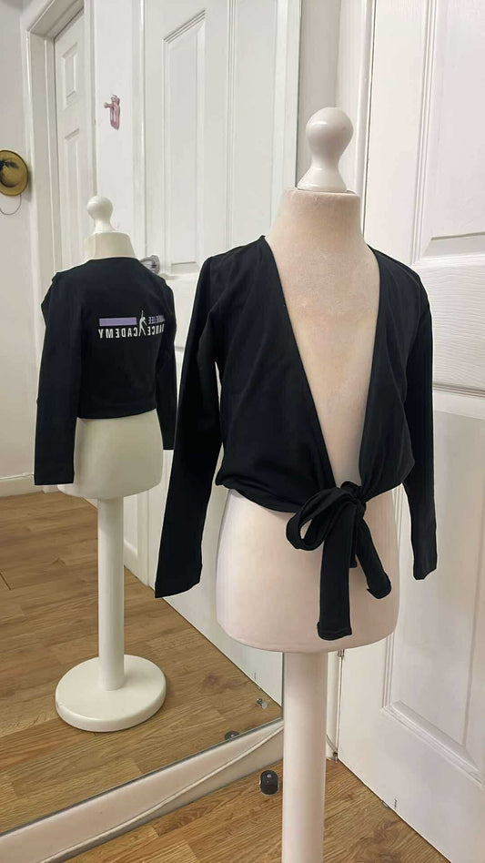 Black cotton ballet wrap cardigan